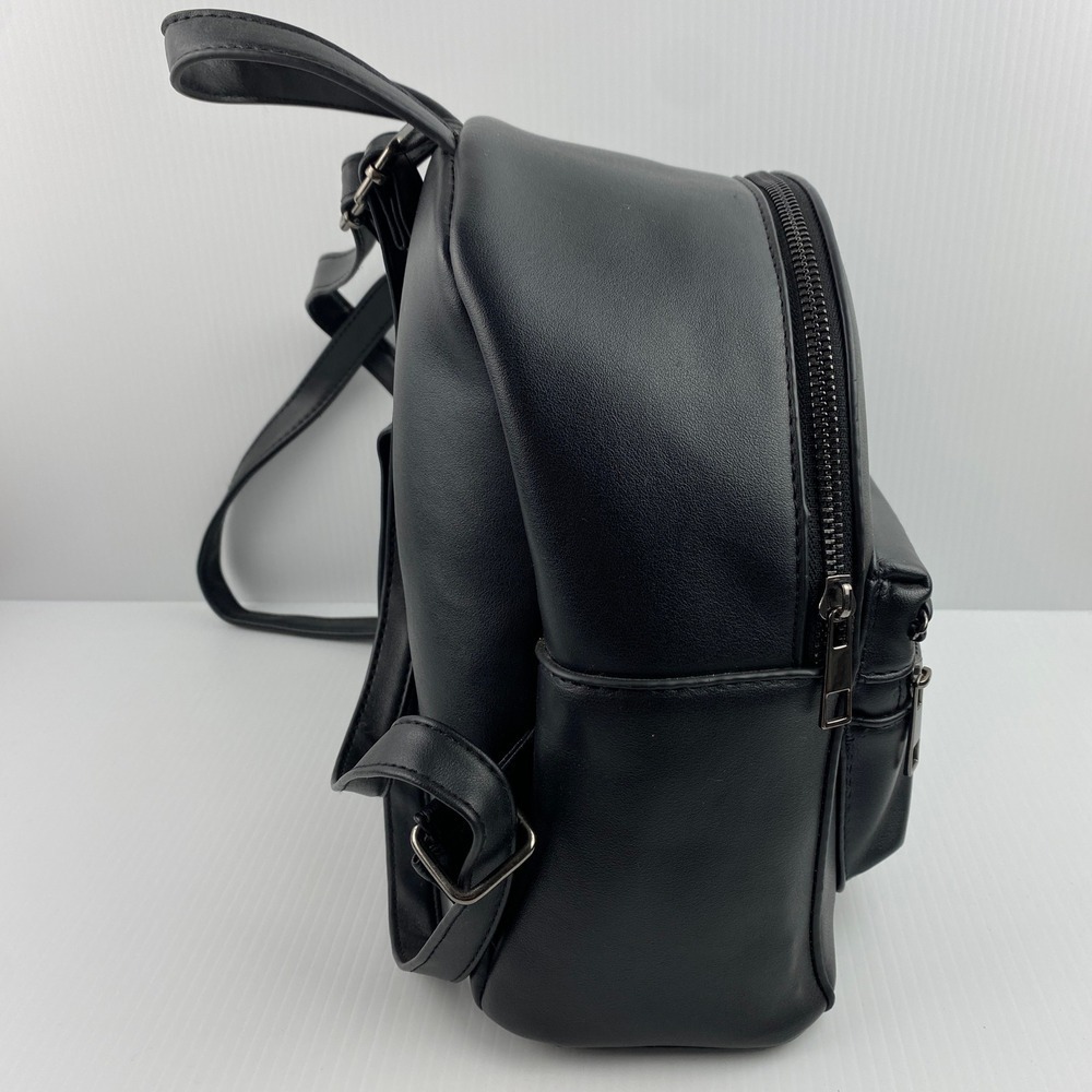 ARDENE Mini Backpack Purse Black Chain Accent Front Pocket Stylish Bag - Picture 4 of 11